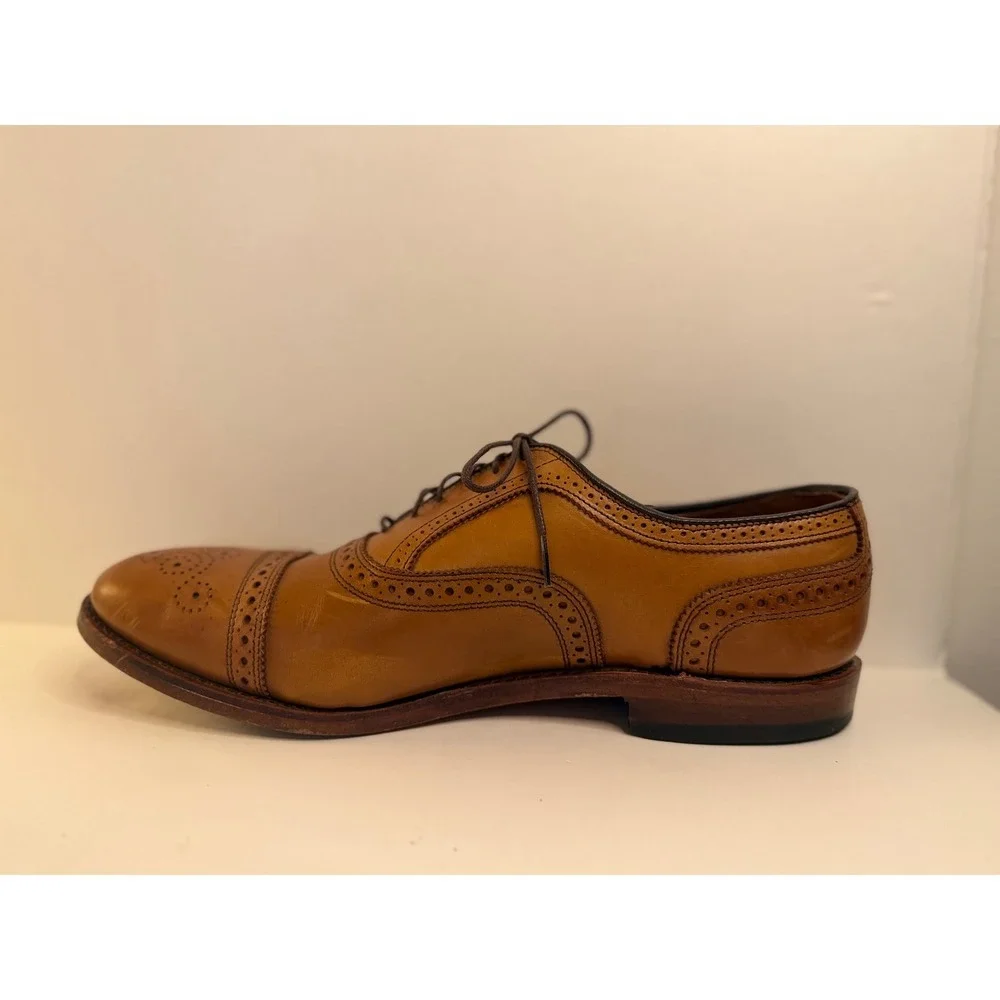 Allen Edmonds Strand Mens Walnut Leather Cap Toe Oxfords 11.5 D Brogue $450